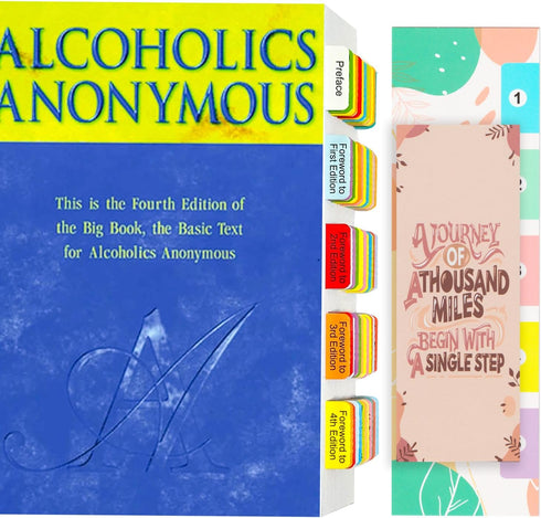 Tabs for Alcoholics Anonymous The Big Book fourth edition (Book not Included), 72 Printed Color-Coded and Laminated Tabs, with Page Markers and Al...