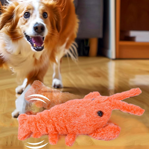 Palksky Wiggly Lobster Dog Toy, Funny Lobby Interactive Dog Toys Lobster, Floppy Lobster Pet Squeak Toys, USB-Rechargeable Action Moving Dog Toy, ...