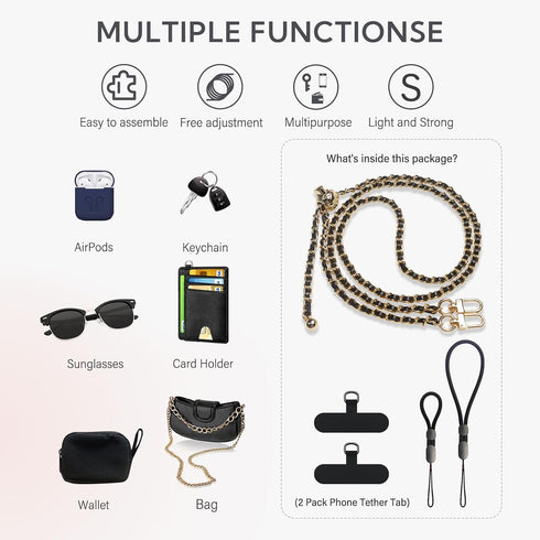 BFSD·DM Phone crossbody strap, 2× Pads,1× Leather Phone Strap,1× Phone Wrist Strap,1× Adjustable Finger Strap,Universal Crossbody Patch Phone Lany...