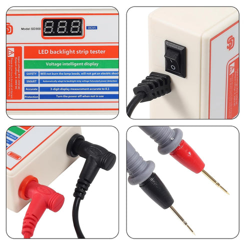 LED Light and TV Backlight Tester with Gold Plated Pin and Power Cable 0-300V (0-300V 30mA) Adaptive Voltage LED Strip Lamp Beads Repair Testing T...