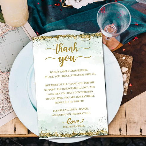 TENTADO 50 Wedding Thank You Place Cards, Thank You Table Sign, Wedding Reception Thank You Cards, Perfect for Table Centerpieces and Wedding Deco...