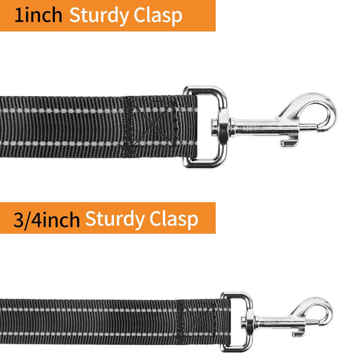 Double-Sided Reflective Nylon Dog Leash, 4 FT/5 FT/6 FT, Soft Padded Handle Heavy Duty Dogs Leashes with D Ring for Medium and Large Dogs Walking ...