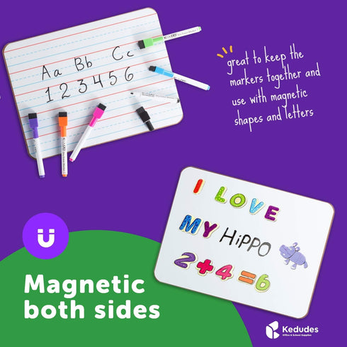 Quality Ruled Dry Erase Lapboard – Double-Sided Magnetic Whiteboard with Lines and Blank Surface for Kids Learning, Math, Writing – Student, Teach...