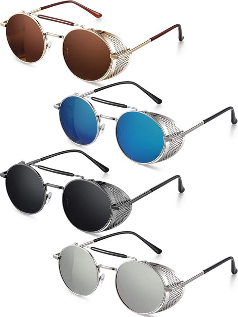 4 Pairs Steampunk Sunglasses Retro Gothic Sunglasses Unisex Vintage Glasses...