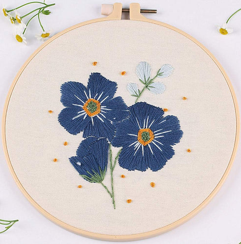 Awesocrafts Embroidery Kit Myosotis Sylvatica Flowers Full Range of Embroidery Starter Kits for Beginners Adults Kids DIY Handmade Easy Patterns (...