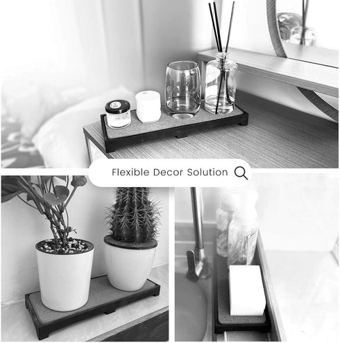 Instant Dry Sink Caddy Organizer, Kitchen Sponge Holder, Bathroom Soap Water Absorbing Stone Drying Tray, Modern Home Countertop Racks (Black, Sil...