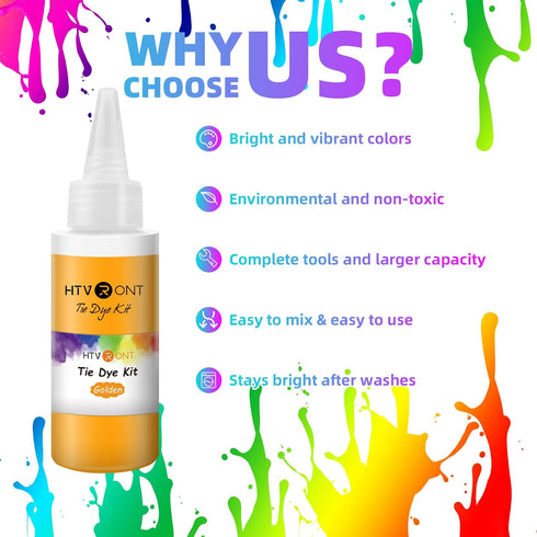 HTVRONT Tie Dye Kit for Kids and Adults - 18 Colors 80ML Pre-Filled Bottles Permanent Non-Toxic Tye Dye Kits for Clothing T-Shirt Fabric Textile C...