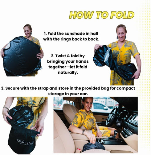 kinder Fluff Patented Windshield Sunshade | Reflective & Foldable Windshield Sun Cover & 99% UV Rays Block | Car Window & Car Interior Accessories...
