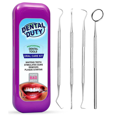 Dental Hygiene Kit - Calculus & Plaque Remover Dental Tool Set - Stainless Steel Tarter Scraper, Tooth Pick, and Mouth Mirror - Dentist Instrument...