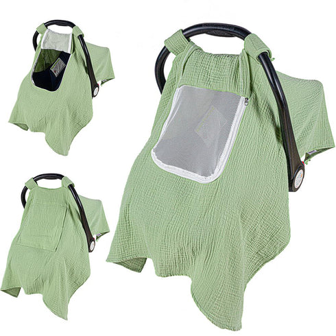 Car Seat Cover Baby, 100% Muslin Baby Car Seat Cover, 3 in 1 Carseat Sover, Carseat Cover for Baby Easy to Get in & Out...