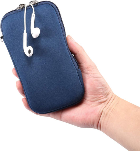 Neoprene Shock Absorbing Proof Pouch Large Cell Phone Sleeve Case Cover w Zipper/Neck Strap for iPhone 16 Pro Max Samsung Galaxy S25 Ultra S24 Ult...