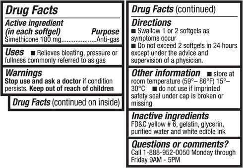 HealthA2Z® Gas Relief Simethicone 180mg | Ultra Strength | Relieves from Stomach Discomfort and Gas | Anti Flatulence | Relieves Gas Fast (60 Coun...