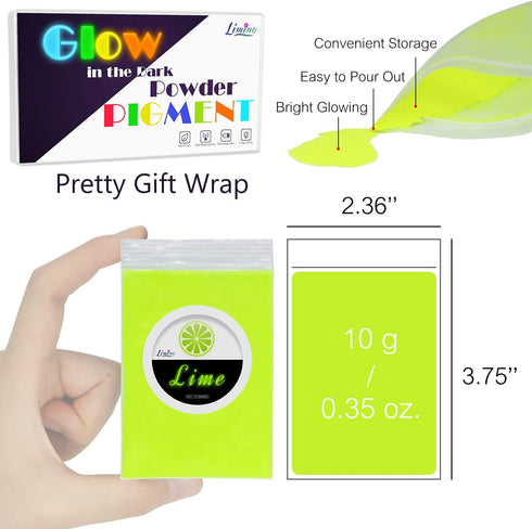 Glow In The Dark Pigment Powder - Epoxy Resin Color Pigment Dyes for DIY Slime Coloring Kit - Luminous Skin Safe Long Lasting Self Glowing for Acr...