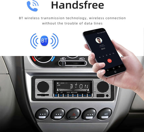 Classic Single Din Car Radio with Car Bluetooth,Car Stereo FM Radio,Hands-Free Calling,USB/SD/AUX Port,Car Mp3 Player,Voice Control,Remote Control...