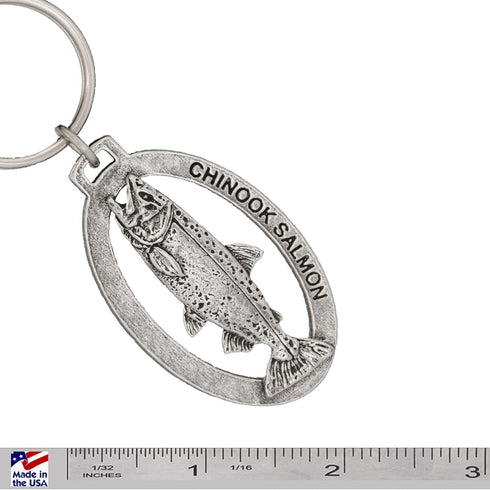 Salmon Keychain, Pewter, F041KC, 1 3/4”, King, Chinook, Tyee, 100% Handmade in the USA, King Salmon Key chain, Fishing Gift, Over 200 Fish Designs...