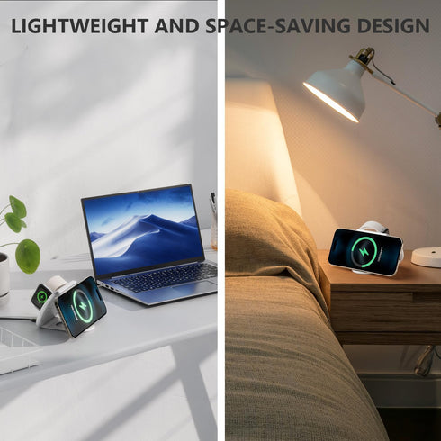 3 in 1 Wireless A pple Charging Station for iPhone 15/14/13/12 Series,Magnetic Travel Charger for Multiple Devices for Air Pods,Foldable Charging ...