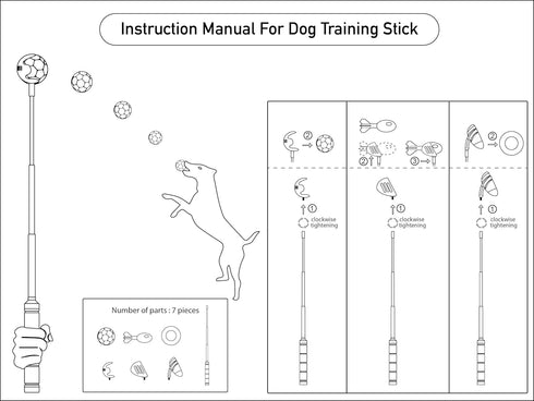 Dog Ball Launcher, Telescoping Dog Ball Thrower Launcher, Dog Ball Hands Free Pick Up and Throw Play, Up to 23 Inch Length, Includes Interchangeab...