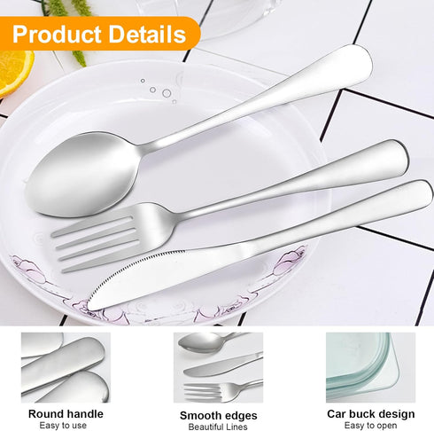 Travel Utensils with Case 4pcs Stainless Steel Knives Spoons and Forks Set Reusable Cutlery Set for Camping Picnic Hiking Office (Light green)...