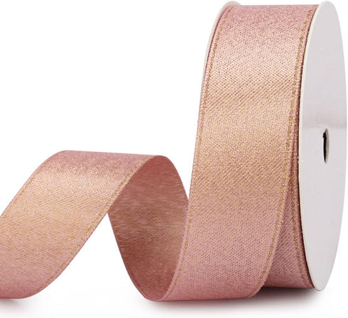 VIVIQUEN Double Faced Rose Gold Purl Ribbon, 1 Inches x 20 Yards Luxury Glitter Ribbon,Prefect for Gift Wrapping,Floral Arrangements,Wedding Decor...