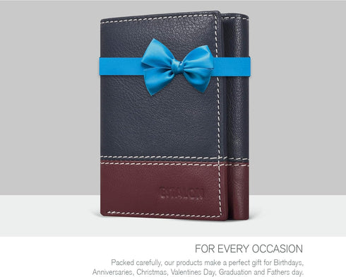 ESTALON Real Leather Trifold Wallet For Men-RFID Slim Tri Fold Wallets Minimalist 3 fold Credit Card Holder ID Window (Patriot/Hazel)...