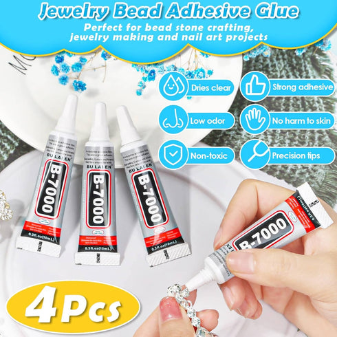 shynek B7000 Jewelry Glue with Rhinestones for Crafts, 6300Pcs Rhinestones with Gems Adhesive for Shoes Cloth Fabric with Picker Pencil for Crafti...