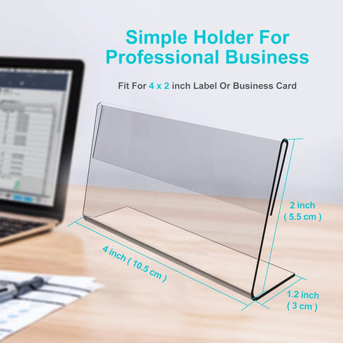 Acrylic Desk Nameplate Holder, 12PC L-Shaped Sign Stand for Table Display, Clear Business Cards Holder Custom Name Plate Holder for Office Busines...