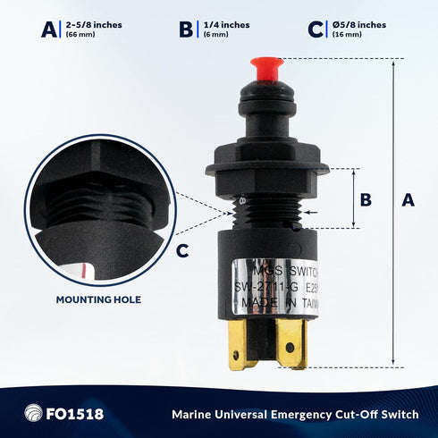 Five Oceans Marine Universal Emergency Cut-Off Switch, Kill Switch for Boat, Engine Shut-Off Switch 12VDC, Coil Extendable Lanyard, Snap Hook and ...