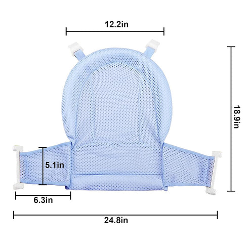 Universal Adjustable Baby Bath Tube Support Mesh Net Soft Breathable Infants Shower Pad 4-Points Anti-Slip Bathtub Seat with Sponge Cushion for To...