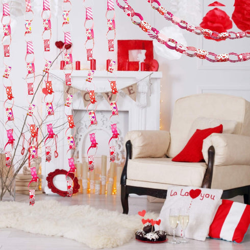 TUPARKA Valentine Paper Chains Valentine's Day Craft Paper Chains for Wedding and Festive Party Decoration...