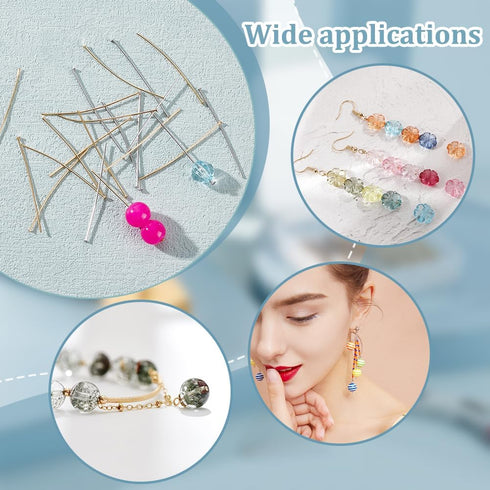 PH PandaHall 400pcs Head Pins, 304 Stainless Steel Flat Head Pins 35mm(1.3 Inch) Jewelry Making Pins 23 Guage Beading Pin for DIY Charm Earring Br...