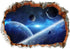 HERRA 3D Planet Universe Galaxy Outer Space Wall Decal Spacecraft Astronaut Wall Stickers, Peel and Stick Removable Space Capsule Window Wall Stic...