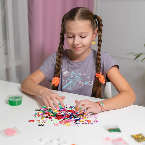 Hanaive 400 Pcs Rubber Band Bracelet Charms Summer Rubber Loom Band Charms Silicone Bracelet Charms Colorful Jewelry Making Kit DIY Necklace Brace...
