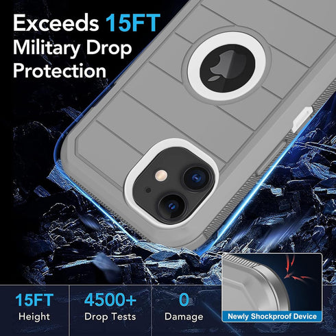 for iPhone 11 Case, with Built in Screen Protector Heavy Duty Drop Protection, Full Body Rugged Shockproof Dust Proof 3- Layer Tough Protective Ph...