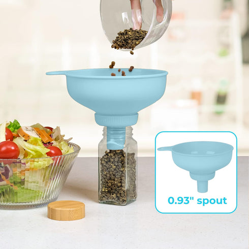 Wide Mouth Kitchen Funnel, Food Grade Plastic Cooking Canning Funnel with 4 Sizes Spouts for Filling Wide and Regular Mason Jars, Spray Dropper Oi...