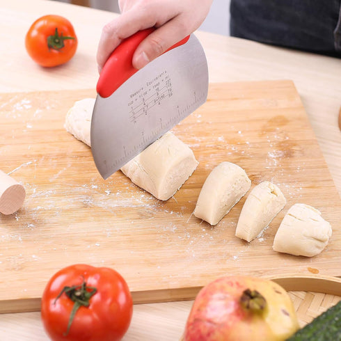 1 pcs Dough Pastry Scraper Chopper/Stainless Steel Dough Scraper Cutter with Ergonomic Rubber Non-Slip Grip/Dough Scraper Cutter/Pro Pastry Pizza ...