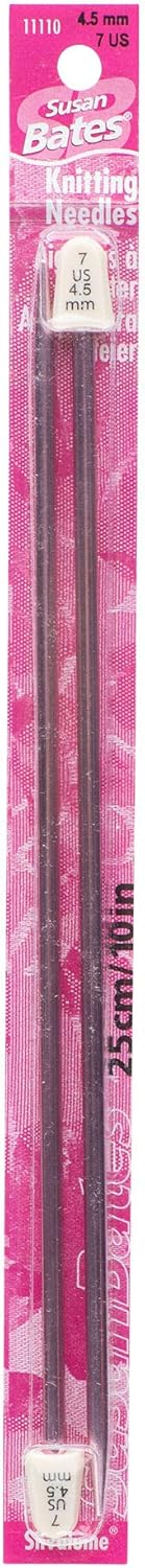 Susan Bates 10-Inch Silvalume Single Point Knitting Needle, 4.5mm, Rose...