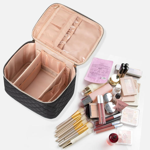 OCHEAL Makeup Bag, Large Travel Cosmetic Bags for Women Washable Make Up Bag Organizer Train Case -Large,Black...