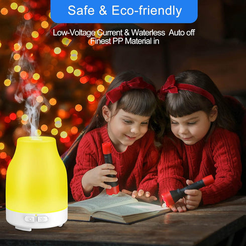 Essential Oil Diffuser, 110ml Colorful Aromatherapy Diffuser with 8 Colors Lights, Adjustable Mist Mode, Waterless Auto Off, Stocking Stuffers for...