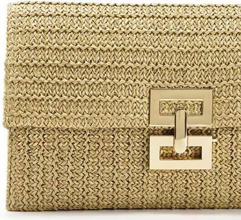 Obosoyo Summer Straw Clutch Purses for Women Boho Woven Beach Bag Envelope Wallet Flap Handbags Cell Phone Evening Purse...