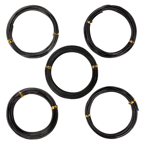 Riboud Bonsai Training Wire, Aluminum Bonsai Wire for Crafts 5-Size Starter Set- 1.0mm, 1.5mm, 2.0mm, 2.5mm, 3.0mm (161 feet Total, Black)...