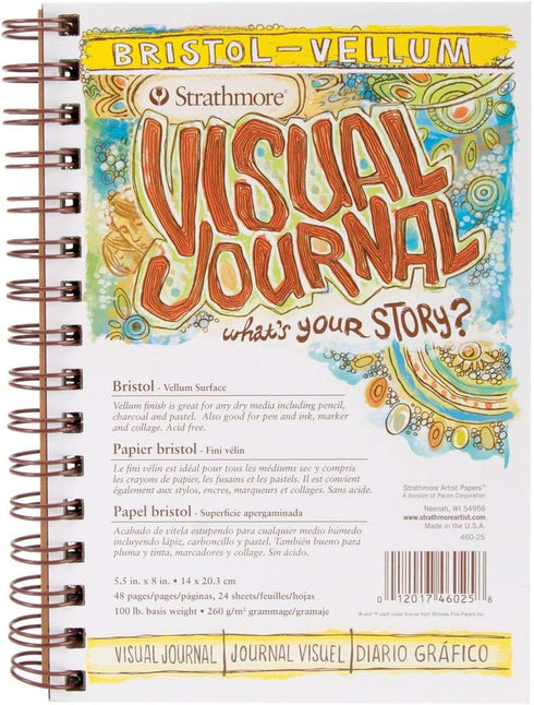 Strathmore 300 Series Visual Bristol Journal, 5.5"x8" Vellum, Wire Bound, 24 Sheets...