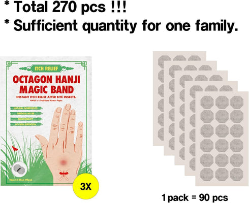 Bug Bite Itch Relief Patch - (270pcs) Octagon Traditional Korean Paper Hanji After Bite Insect Mosquito...