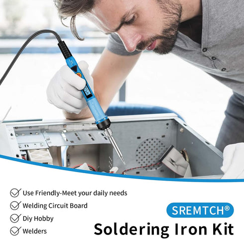 Electronics Soldering Iron Kit - 80W Digital LCD Solder Gun with ON/OFF Switch Adjustable Temperature Controlled and Fast Heating Thermostatic Des...