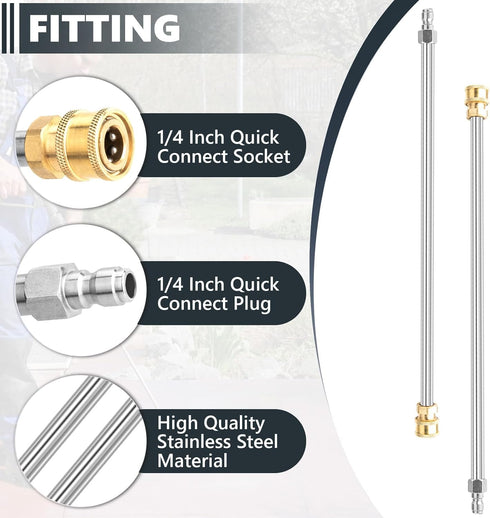 Pressure Washer Extension Wand, 2 Pack Pressure Washer Wands, 17 Inch Stainless Steel Power Washer Extension Wand, 1/4 Inch Quick Connect Power Wa...