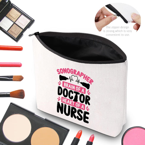 CMNIM Sonographer Makeup Bag Radiologist Gifts Sonographer Accessories for Work Pouch Bag for Ultrasound Technician Gifts (Sonographer Brain Makeu...