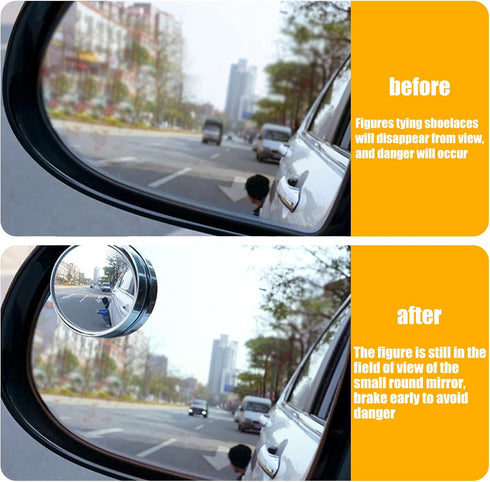 2 PCS Car Reversing Blind Spot Mirror, 2.16" x 0.39" High-definition Glass 360° Large Viewing Angle Round Mirror, Self-adhesive ABS Anti-collision...