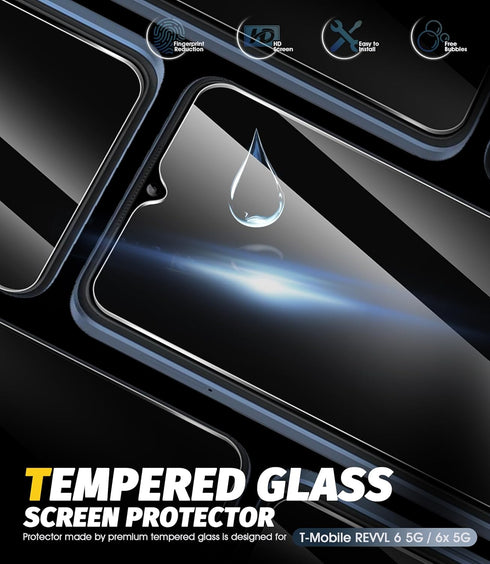 Orzero (4 Pack) Compatible for T-Mobile REVVL 6x 5G / REVVL 6 5G Tempered Glass Screen Protector, Protector De Pantalla 2.5D Arc Edges 9H HD Bubbl...