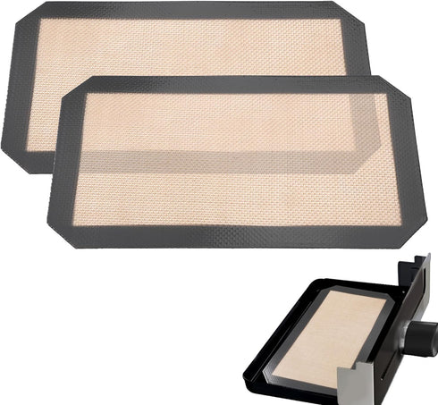 2pcs Silicone Baking Mats, 9.57x5.59 Inch ST100 & ST101 Silicone Oven Liners 2-in-1 Baking Sheet for Cookies Non Stick Silicone Liners for Ninja f...