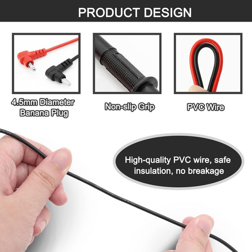 2 Pair Banana Plug Multimeter Probe Test Lead Cable, 1000V, Length 60cm, Black & Red...