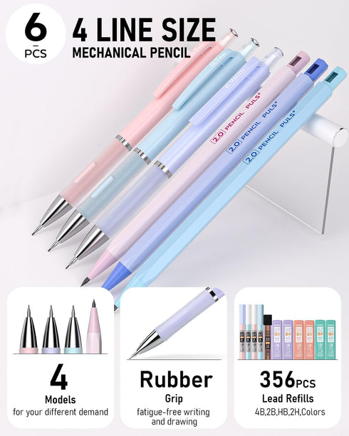 Nicpro 22PCS Pastel Mechanical Pencils Set in Case, Art Cute Drafting Pencil 0.5, 0.7, 0.9 mm, 2mm Lead Pencil Holders for Sketching Drawing With ...